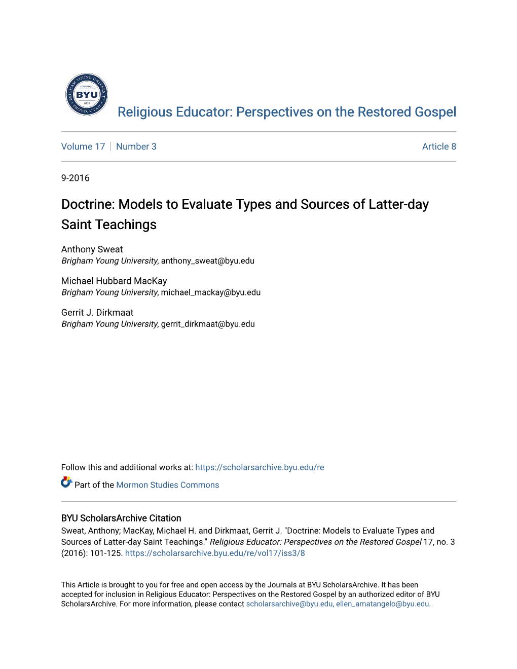 Doctrine: Models to Evaluate Types and Sources of Latter-Day Saint Teachings