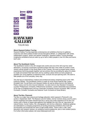 About Hayward Gallery Touring Hayward