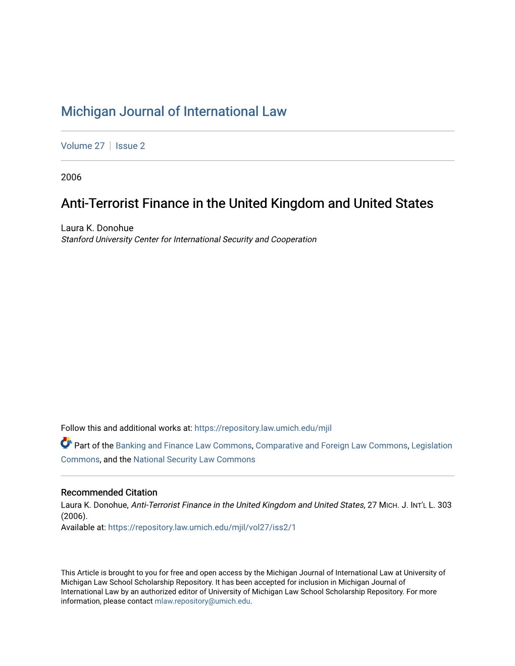 Anti-Terrorist Finance in the United Kingdom and United States