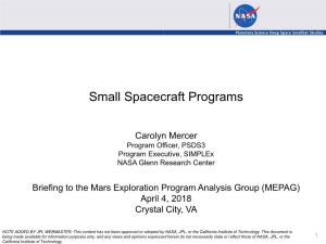 Small Spacecraft Programs