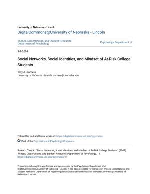 Social Networks, Social Identities, and Mindset of At-Risk College Students