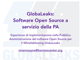 Globaleaks: Software Open Source a Servizio Della PA