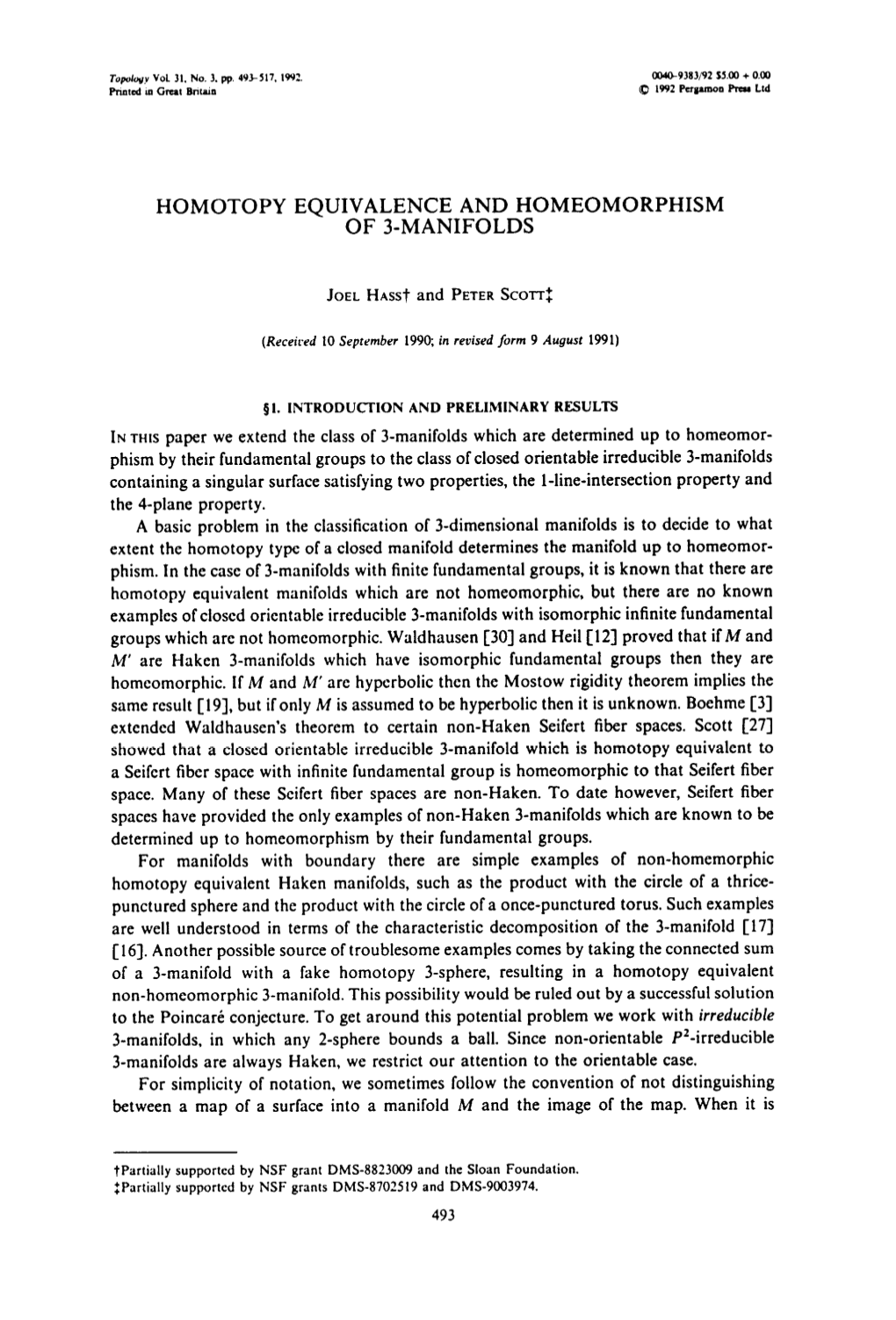 Homotopy Equivalence and Homeomorphism of 3-Manifolds