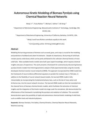 Autonomous Kinetic Modeling of Biomass Pyrolysis Using Chemical Reaction Neural Networks