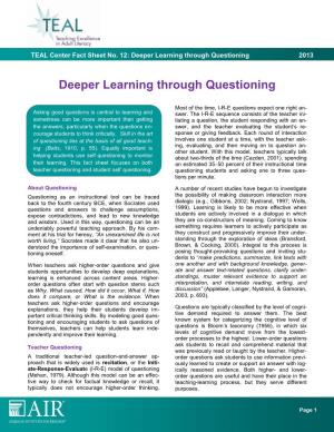 Deeper Learning Through Questioning 2013