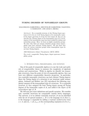 Turing Degrees of Nonabelian Groups