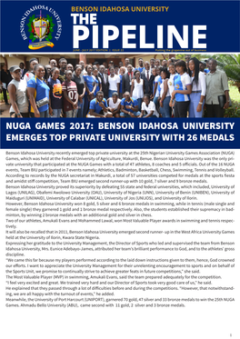 Nuga Games 2017: Benson Idahosa University Emerges Top Private University with 26 Medals