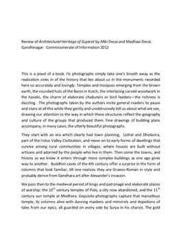 Review of Architectural Heritage of Gujarat by Miki Desai and Madhavi Desai