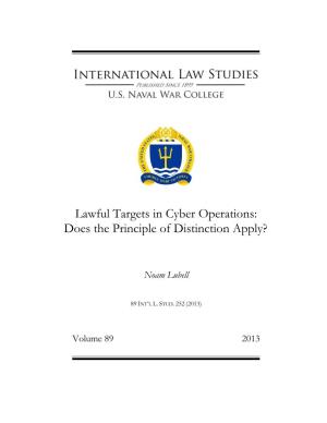 Lawful Targets in Cyber Operations: Does the Principle of Distinction Apply?