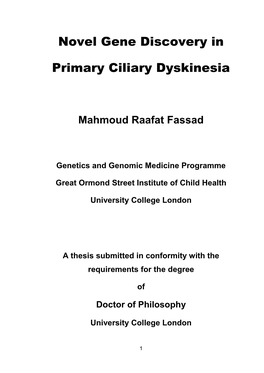 Novel Gene Discovery in Primary Ciliary Dyskinesia