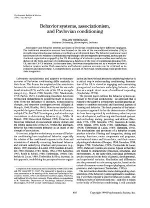 Behavior Systems, Associationism, and Pavlovian Conditioning