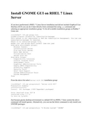 Install GNOME GUI on RHEL 7 Linux Server
