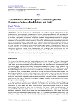 Virtual Water and Water Footprints: Overreaching Into the Discourse on Sustainability, Efficiency, and Equity