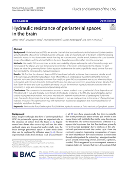 Hydraulic Resistance of Perivascular Spaces in the Brain