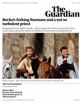 Becket: Forking Normans and a Not So Turbulent Priest | Film | the Guardian 2/6/21, 11�12 PM