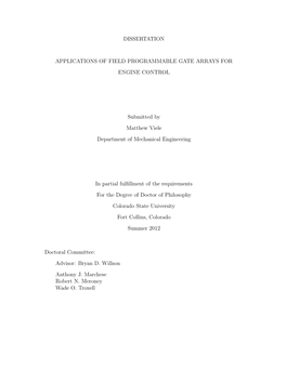 Dissertation Applications of Field Programmable Gate