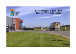 Economische Nota 2016 – 2019 Gemeente West Maas En Waal