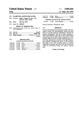 United States Patent 19 [11] 3,909,406 Lang (45) Sept