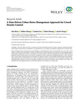A Data-Driven Urban Metro Management Approach for Crowd Density Control