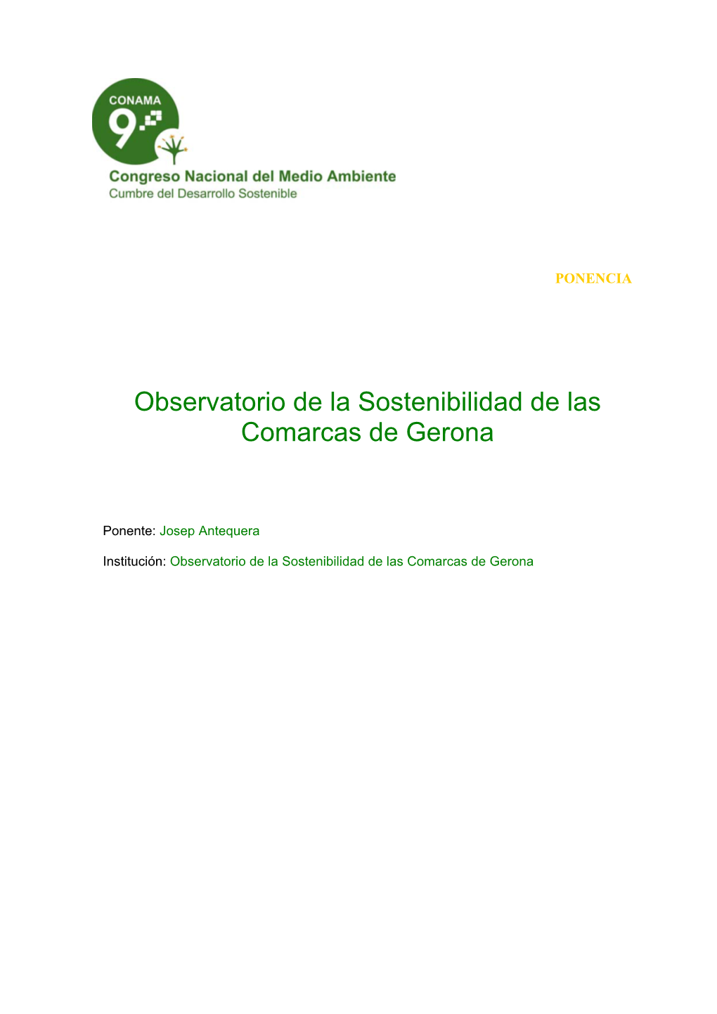 Observatorio De La Sostenibilidad De Las Comarcas De Gerona