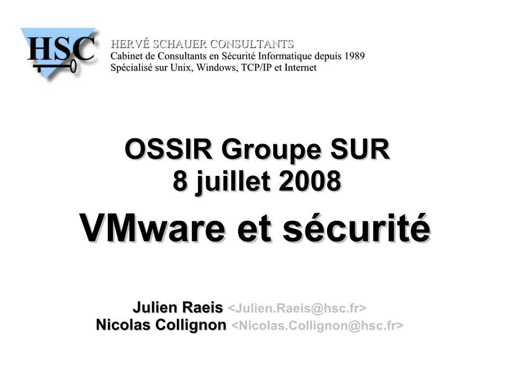 Vmware Et Sécurité