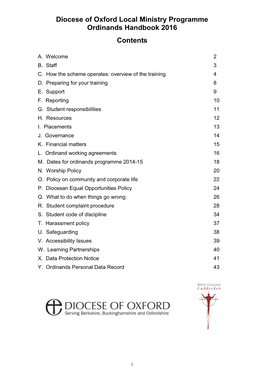 Diocese of Oxford Local Ministry Programme Ordinands Handbook 2016