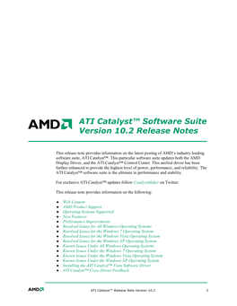 ATI Catalyst™ Software Suite Version 10.2 Release Notes