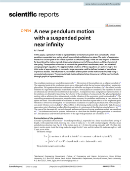 A New Pendulum Motion with a Suspended Point Near Infinity
