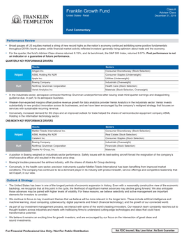 Franklin Growth Fund Advisor Class United States - Retail December 31, 2019