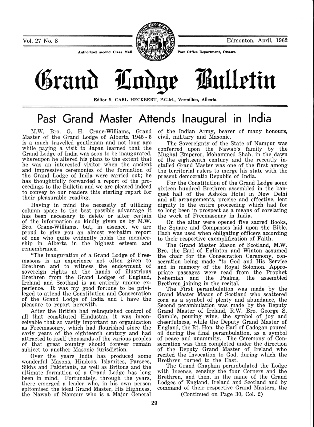 Past Grand Master Attends Inaugural in India M.W