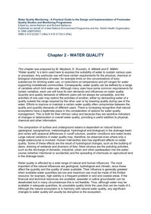 Chapter 2 - WATER QUALITY