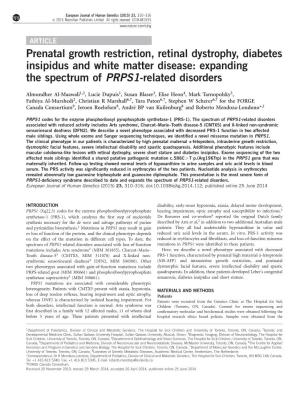 Prenatal Growth Restriction, Retinal Dystrophy, Diabetes Insipidus and White Matter Disease: Expanding the Spectrum of PRPS1-Related Disorders