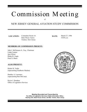 Commission Meeting of NEW JERSEY GENERAL AVIATION STUDY COMMISSION