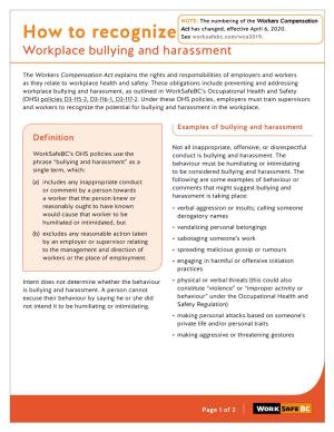 How to Recognize Workplace Bullying and Harassment