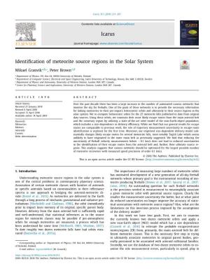 Identification of Meteorite Source Regions in the Solar System