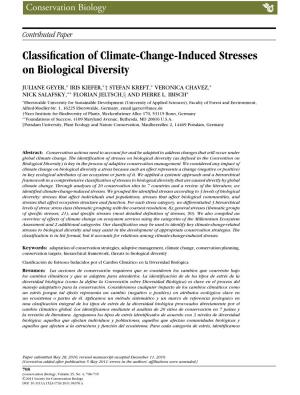 Classification of Climate-Change-Induced Stresses