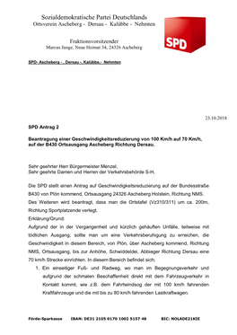 Sozialdemokratische Partei Deutschlands Ortsverein Ascheberg - Dersau - Kalübbe - Nehmten