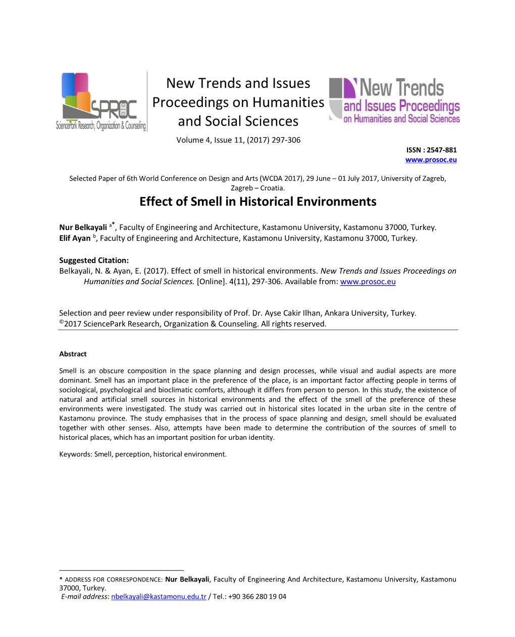 Effect of Smell in Historical Environments