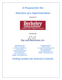 A Proposal for the Selection of a Superintendent