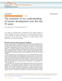 The Evolution of Our Understanding of Human Development Over the Last 10 Years ✉ Ali H
