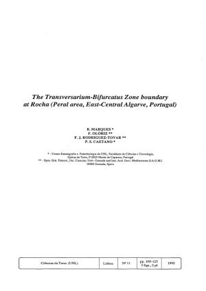 The Transversarium-Bifurcatus Zone Boundary at Rocha (Peral Area, East-Centralalgarve, Portugal)
