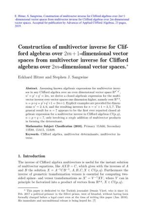 Construction of Multivector Inverse for Clif