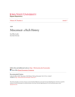 Mincemeat- a Rich History Sue Ellen Lieder Iowa State University