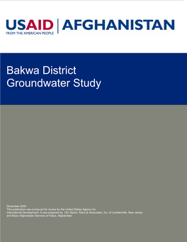 Bakwa District Groundwater Study