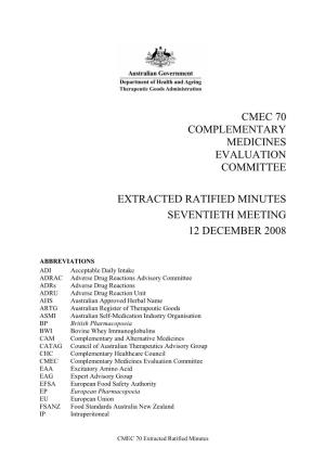 CMEC 70 Extracted Ratified Minutes
