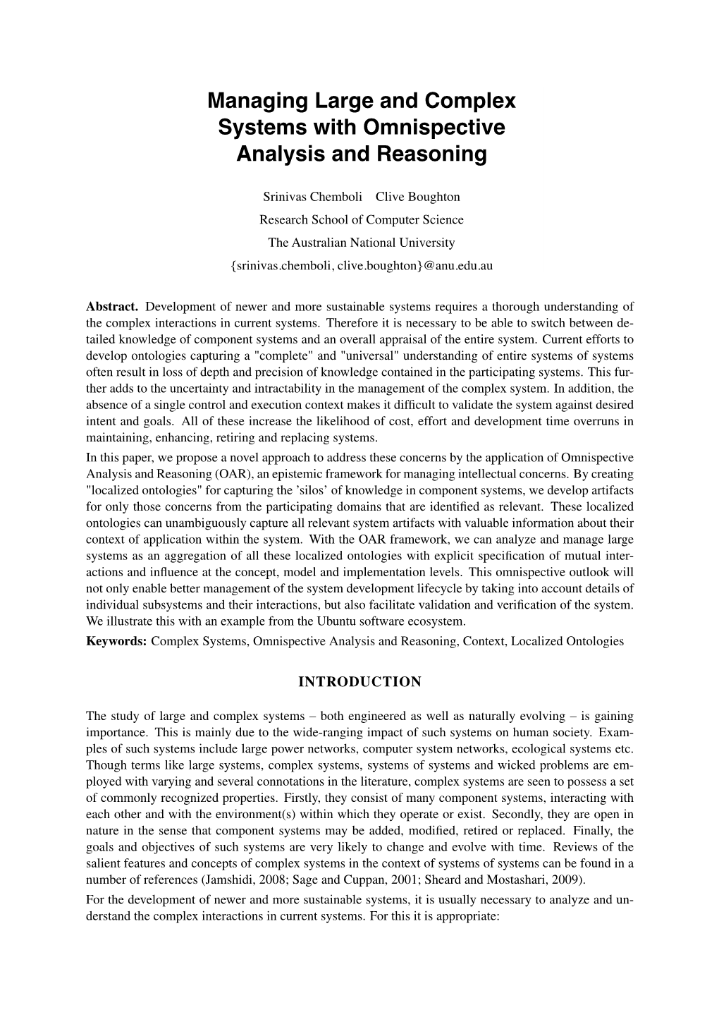 Managing Large and Complex Systems with Omnispective Analysis and Reasoning