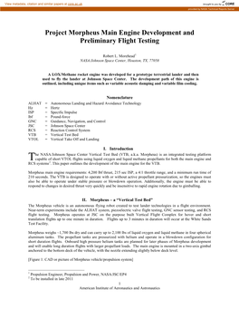 Parallel LOX-Methane Engine Development