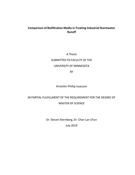 Comparison of Biofiltration Media in Treating Industrial Stormwater Runoff