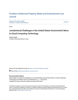 Jurisdictional Challenges in the United States Government's Move