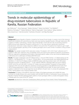 Trends in Molecular Epidemiology of Drug-Resistant Tuberculosis In